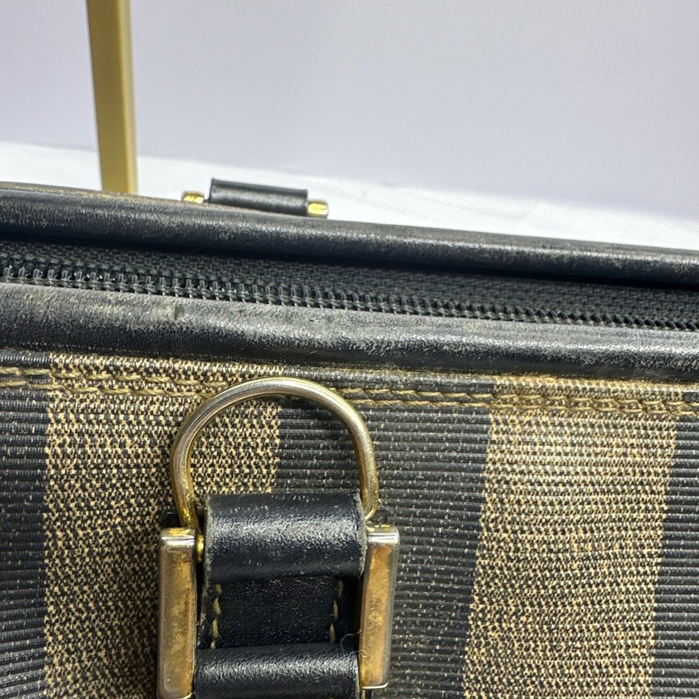 Fendi Black and Brown Striped Boston Handbag - Picture 10 of 10